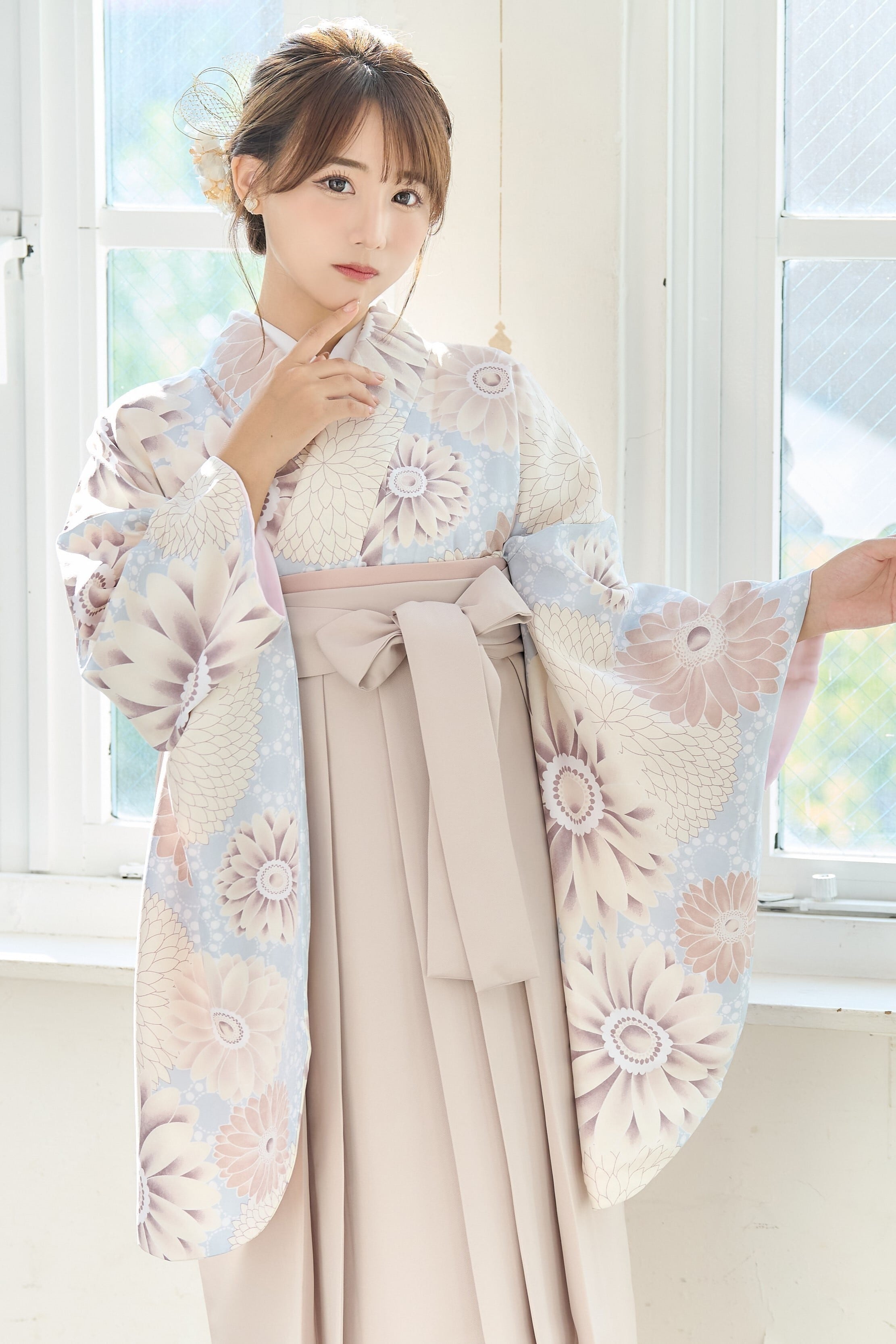 袴4点SET大正ロマン大花（紫地/水色地）②LBJ | ANDESIR【アンデジール