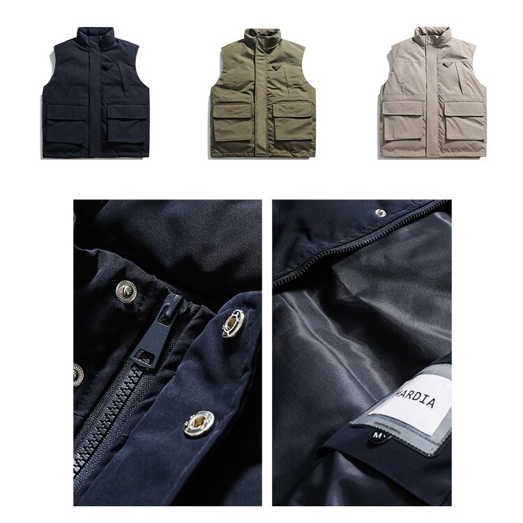★RETRO LARGE POCKET STAND COLLAR VEST　　　12308