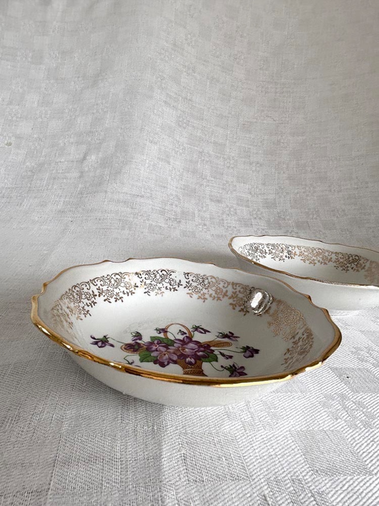 小皿　すみれブーケのプレート　花籠　フランス雑貨　アクセサリートレー　小物入れ　おつまみ入れ12twek3