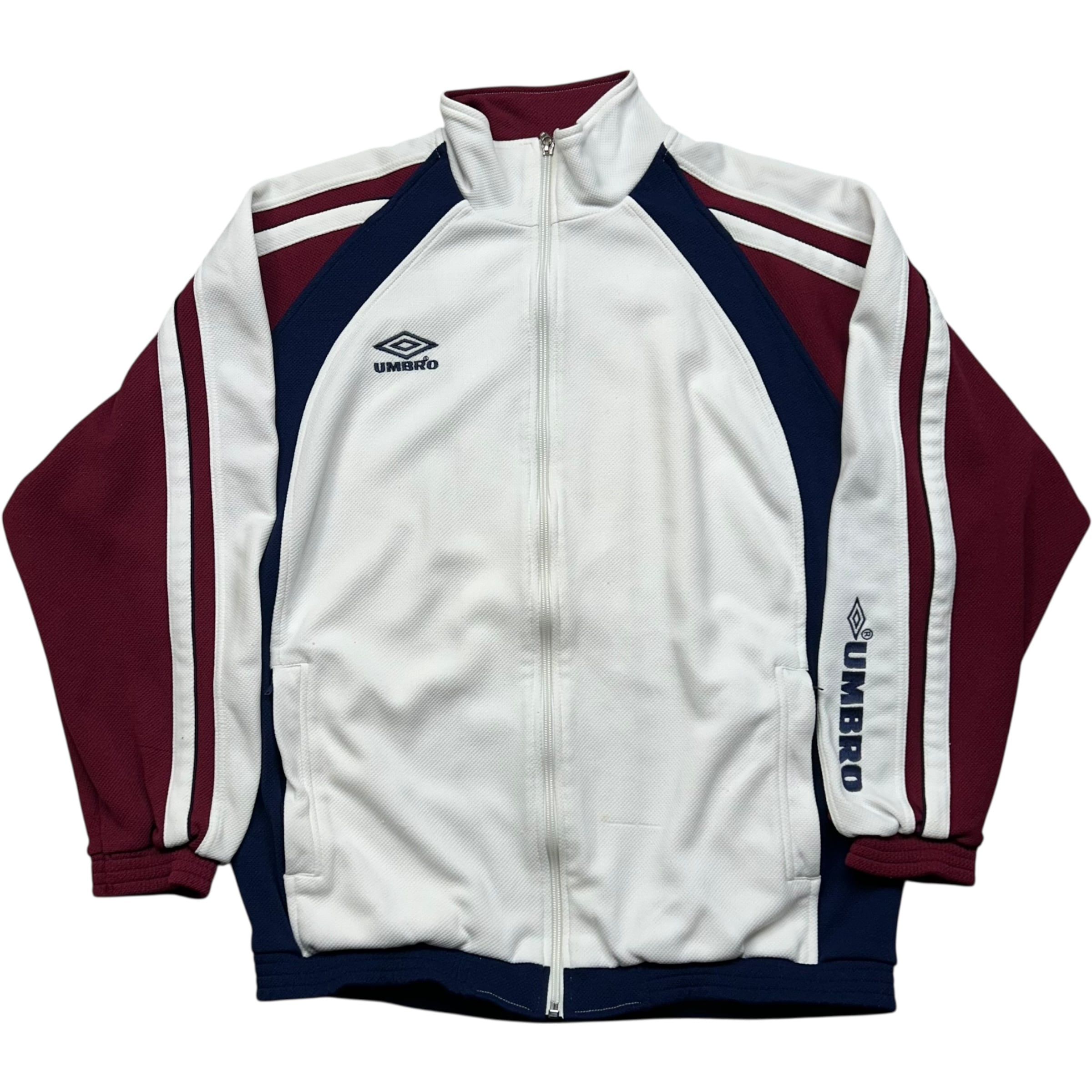 《L》UMBRO アンブロ トラックジャケット 胸元ワンポイント 刺繍 ホワイト ネイビー バーガンディ no.9457