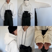 fleece lining short hoodie/ecru