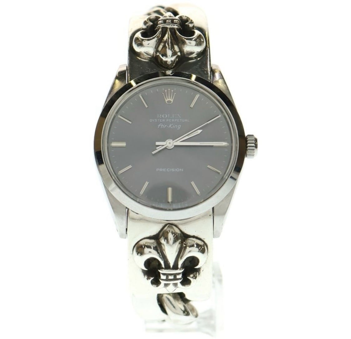CHROME HEARTS クロムハーツ ROLEX ロレックス エアキング プレシジョン 5500 BSフレア ウォッチブレス 自動巻き 腕時計 シルバー