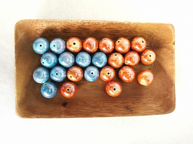 b - 1 つやつや陶器(おれんじ・みずいろ) 21mm