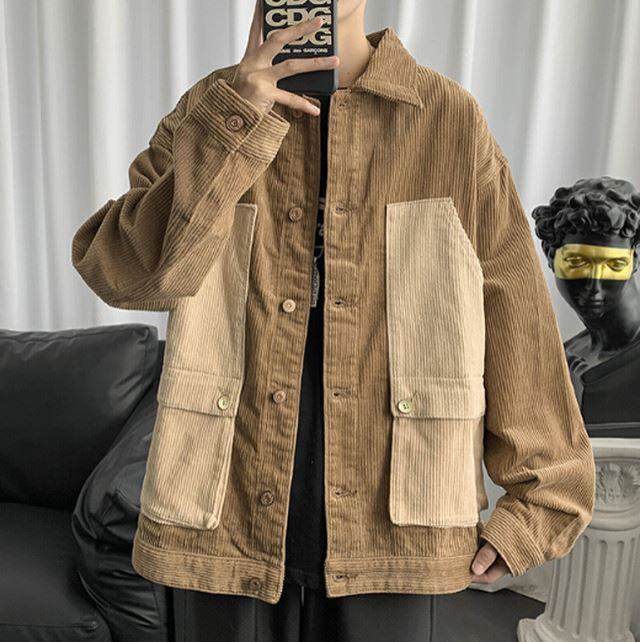 韓国メンズファッション Bw279 コーデュロイ ダブルポケット ジャケット バイカラージャケット アウター カジュアル 韓国メンズ服 流行プチプラ韓国メンズファッション新作通販 Buy The World
