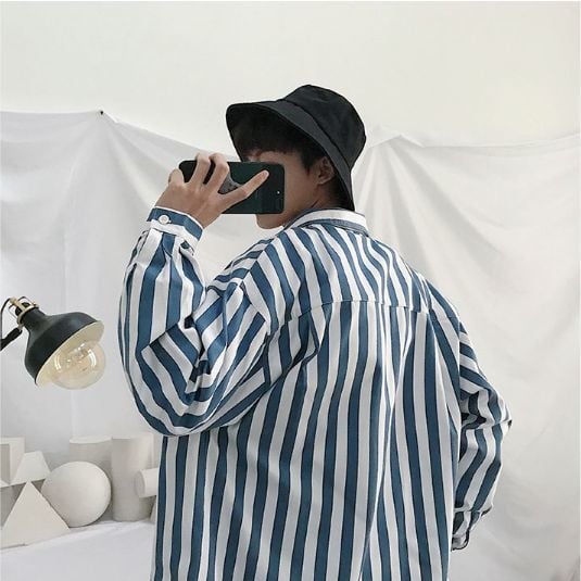 全2色 シャツ ワイシャツ ストライプ オフィス カジュアル 大人