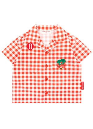[BEBE DE PINO] Strawberry baby gingham check short sleeve shirts 正規品 韓国ブランド 韓国ファッション 韓国代行 韓国通販 ベベドピノ bebedepino 日本 店舗 韓国 子供服