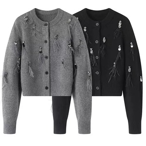 glam feather embellished sequin cardigan(2color)<t2927>