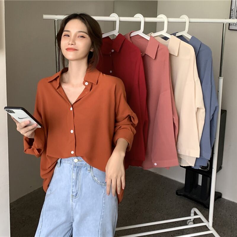 スタイルシャツ スタンダードルーズ薄手 ロング レトロ YY-ファッション27273526106