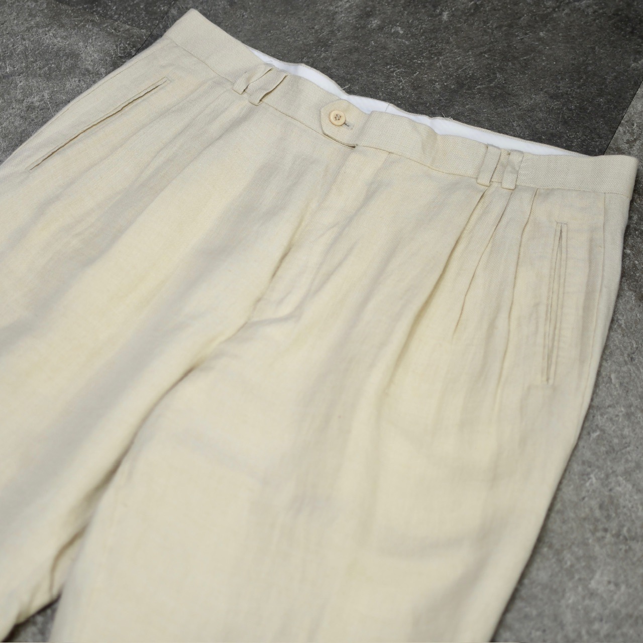 LOUIS RAPHAEL rayon linen 3tuck wide slacks