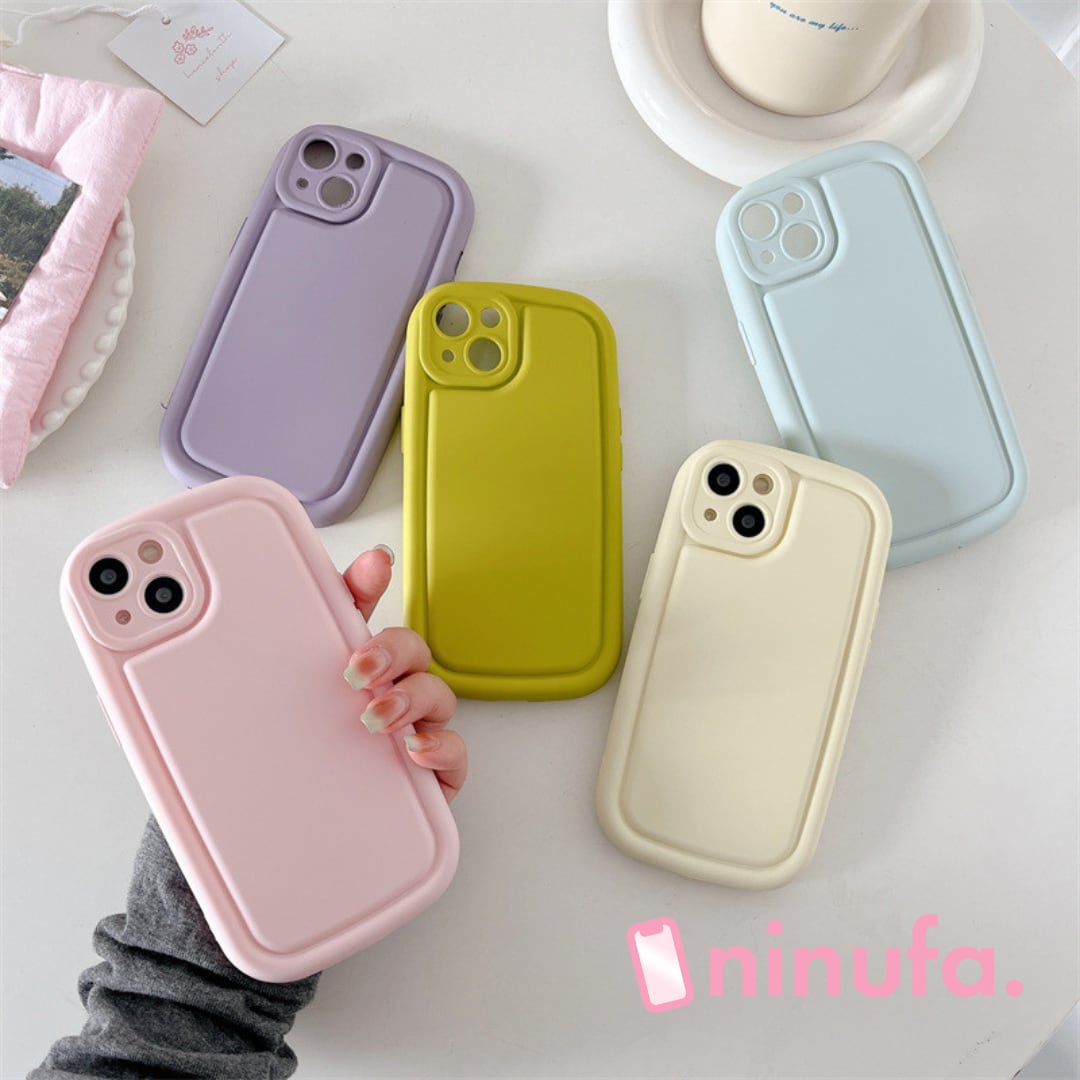 【再販】石けんみたいな丸みが可愛い◎淡色 5カラーから選べる 耐衝撃 エアクッション iPhone14 シリコンケース カメラ保護 おしゃれ スマホケース ND-14932