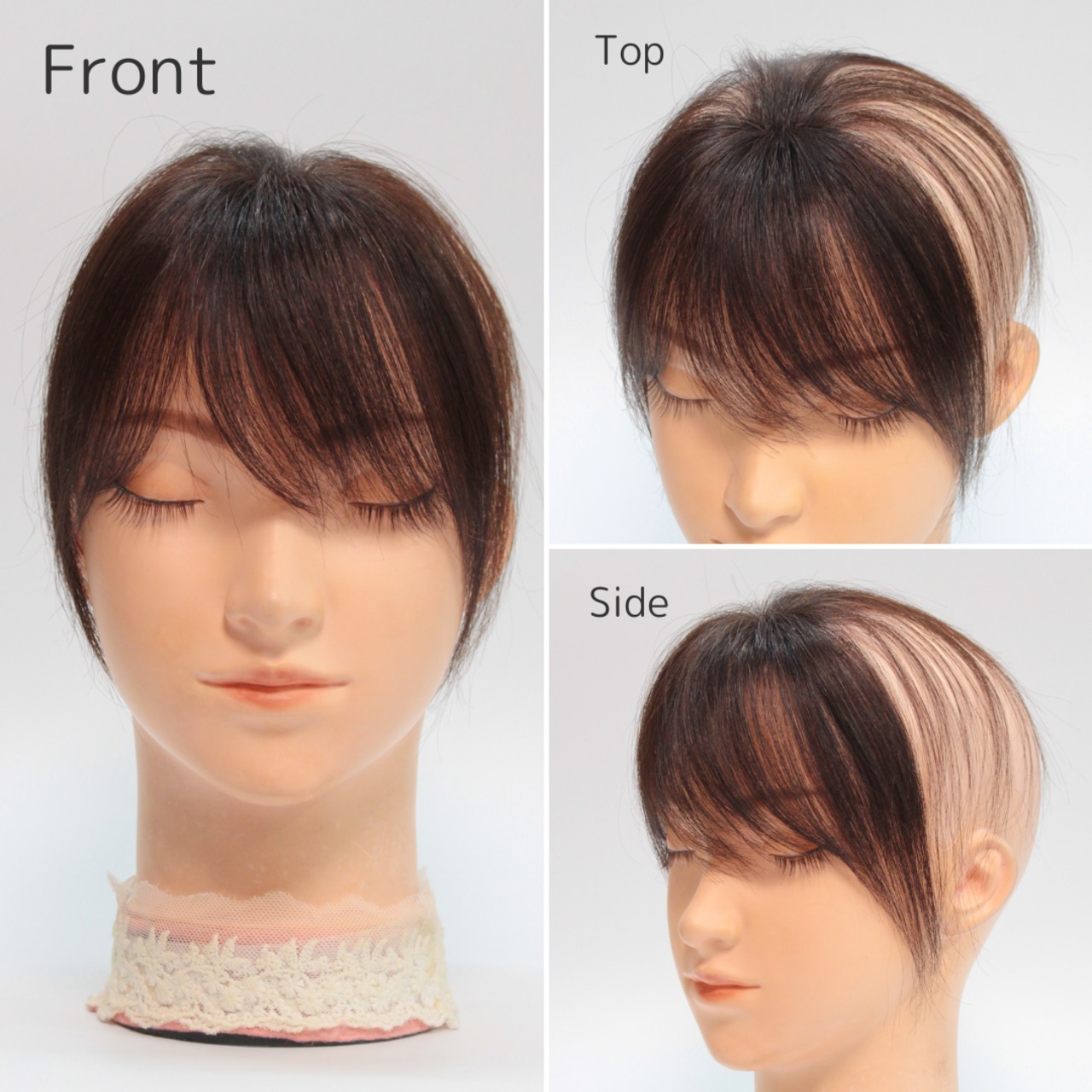 【医療用ウィッグ】 人毛100％ 前髪ウィッグ シースルー 自然に見える 前髪カバー【3×4cm】 |フル卒 部分ウィッグ ふんわり質感