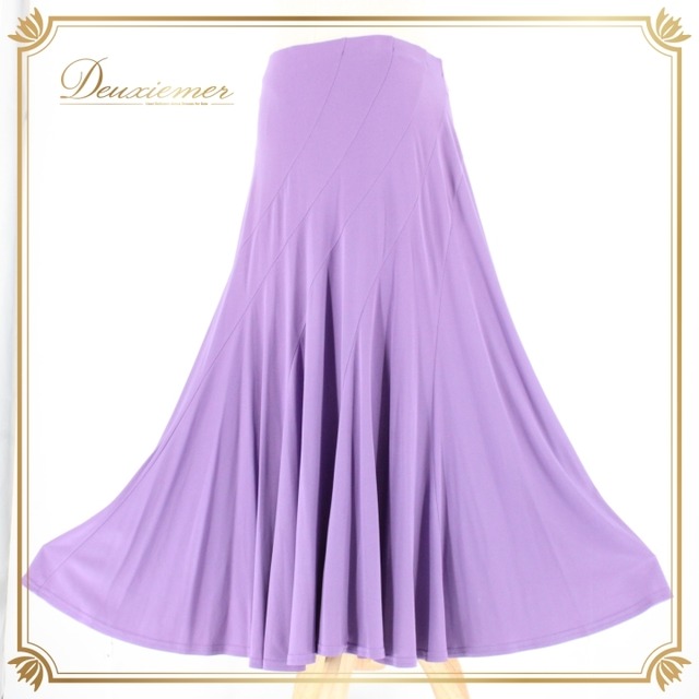 社交ダンス 衣装 スタンダード スカート レッスンウェア レディース エル・プラト 無地 パープル系 練習着 シンプル フォーマル 上品 気品 レッスン スカート ダンスウェア パープル 大人 女性用 スポーツ 舞台演出 伸縮性 コスチューム おしゃれ 丈81cm ウエストゴム ポリエステル ポリウレタン シンプルデザイン ビビッドカラー フェミニン 体型カバー