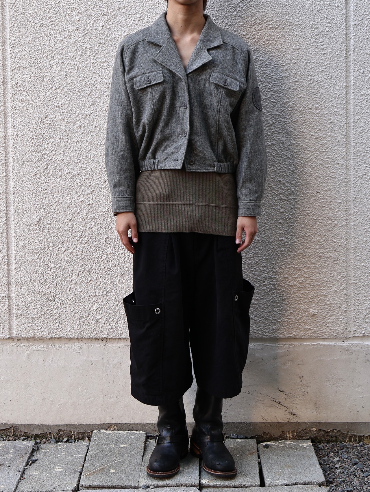 【balenciaga sports】cropped button blouson