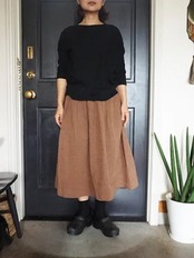 ヤンマ産業 会津木綿タックスカートチョコ丈10㎝+