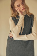 DU240738 V neck tweed straight one piece【残り僅か】