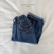 韓国子供服 / 26Autumn / 〖取寄〗Melikey / フリル切替デニムパンツ / 女子服 *XS~JM*