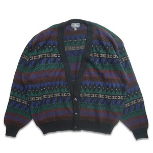 古着 90年代 SIR WILLIAM アクリル カーディガン 総柄 表記：1X　gd408445n w60121