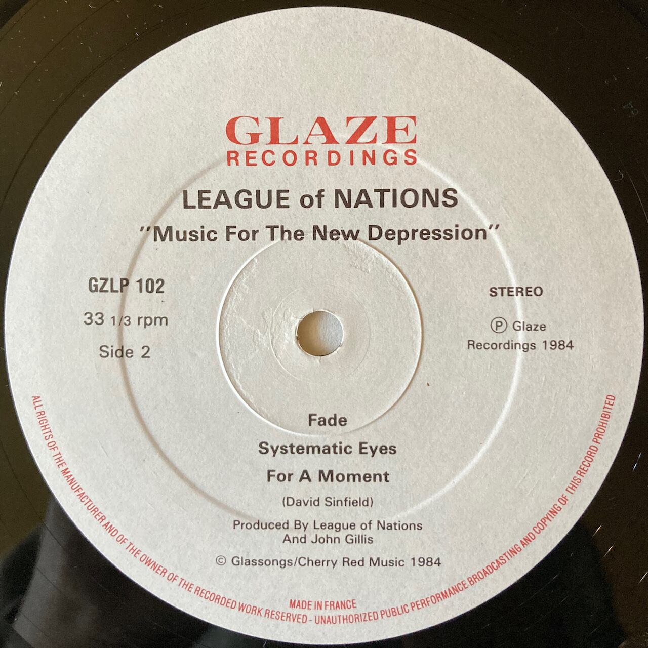 Used / LP】 LEAGUE OF NATIONS / Music For The New Depression 