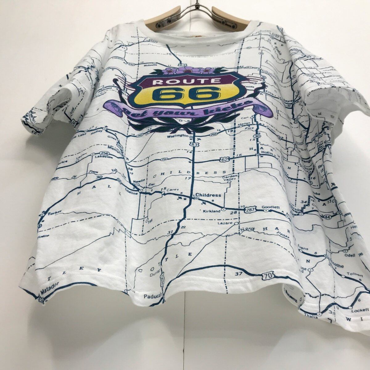 ROUTE 66 CLOTHING 80's 90's スタイル マップ総柄 全柄 Tシャツ