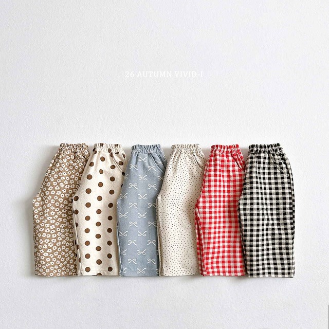 【取寄】vivid-i｜twill pattern pants｜ツイル柄パンツ｜XS-JM｜kids&jr｜26 autumn