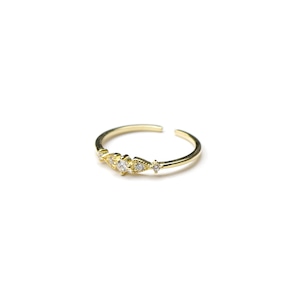 S925 PAVE ZIRCONIA DECO RING GOLD