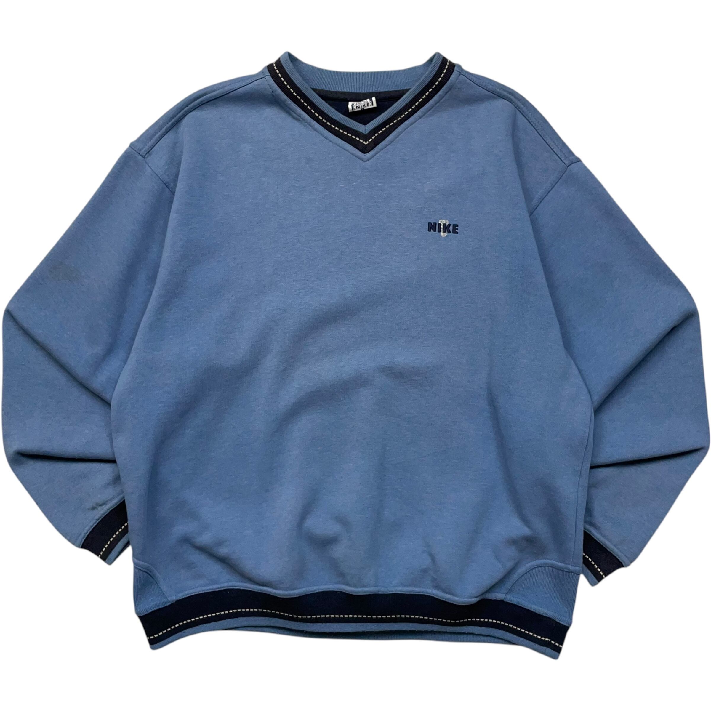 《L》NIKE ナイキ 激レア ニケ女神像タグ ワンポイント 刺繍 スウェット ライトブルー 80年代 vintage no.5488