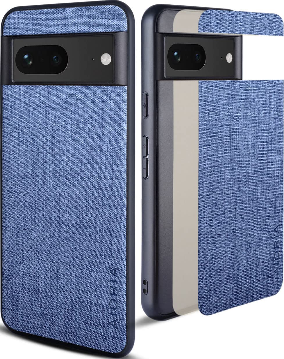 Aioria 互換性 ケース for Google Pixel 8 5G 生地パターンレザー高級に保護純色スマホケース (Blue, For Google Pixel 8)
