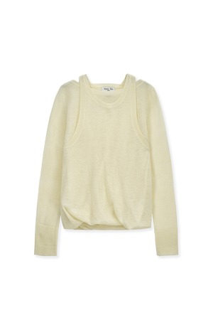 [Matin Kim] MOHAIR LAYERED KNIT PULLOVER IN LIGHT YELLOW 正規品 韓国ブランド 韓国通販 韓国代行 韓国ファッション マーティンキム matinkim 日本 店舗