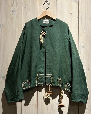 【a.k.a.C.a.k.a vintage】Toggle Buttun Gimmick Vintage Dolman Sleeve No Collar Jacket