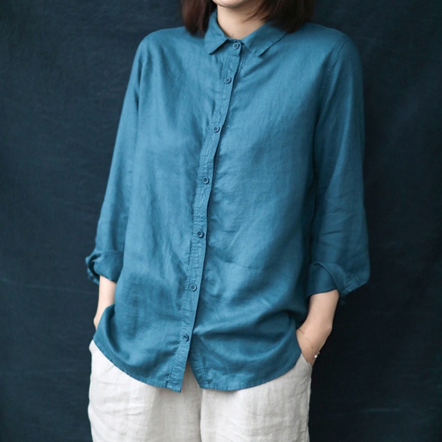 ジェニュインスリムシャツ ルーズスプリング ロング 春物 天然 Yiranxuaディースワード98724404787