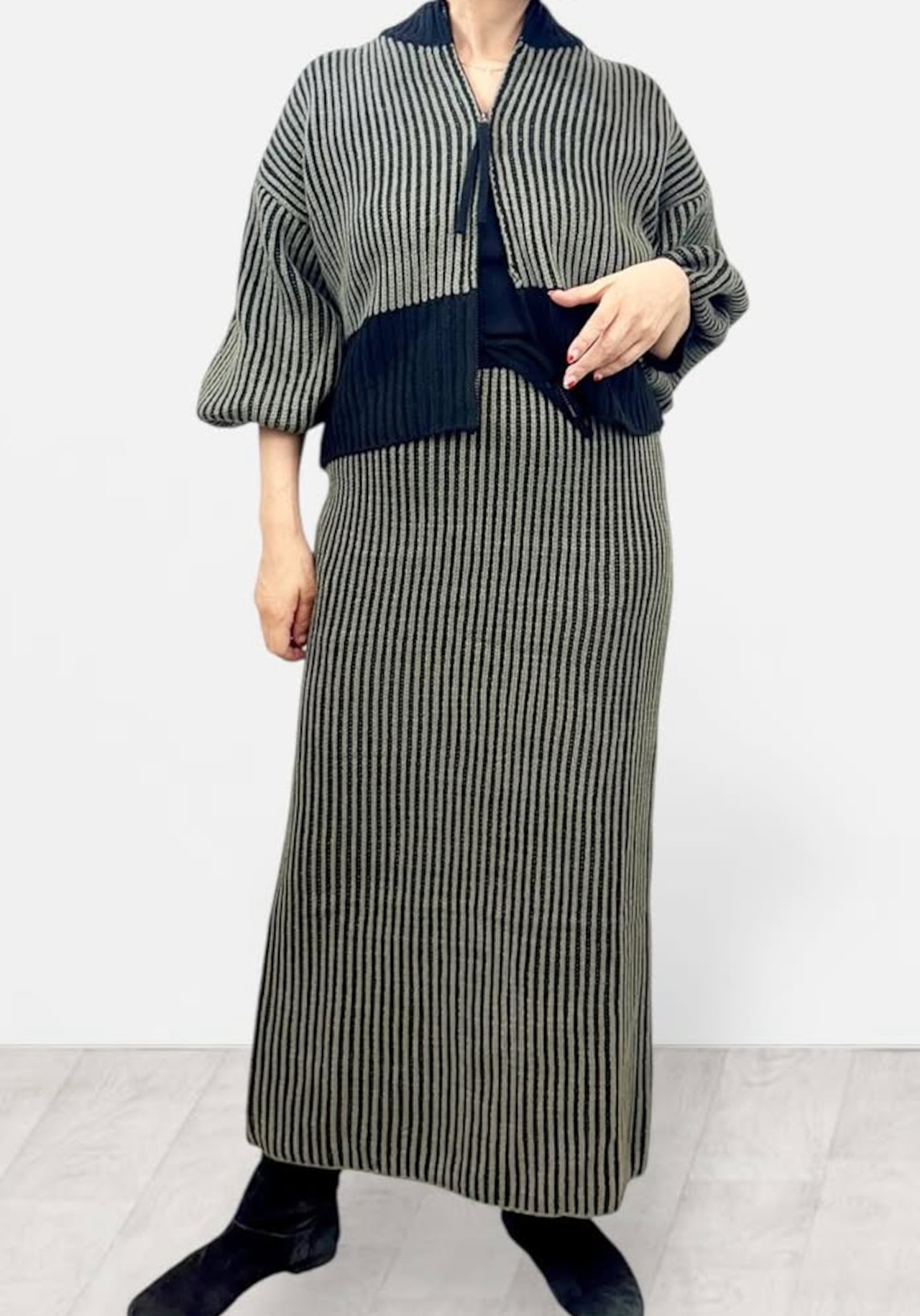 marc バイカラーハーフリブジップニット　552 25720