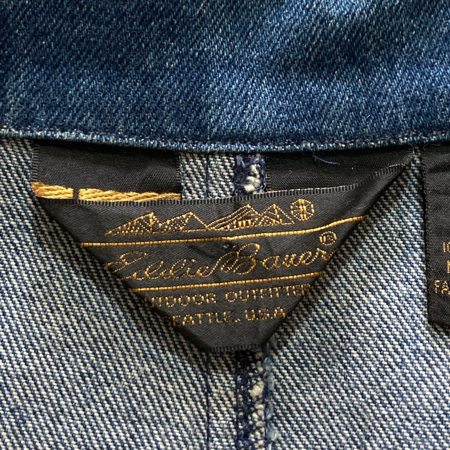 80s〜90s USA製 デニムジャケット 黒タグ エディーバウアー 80s】Eddie Bauer エディーバウアー 表記L 黒タグ デニム テーラード