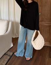 Button-front long sleeve shirt cardigan L0124