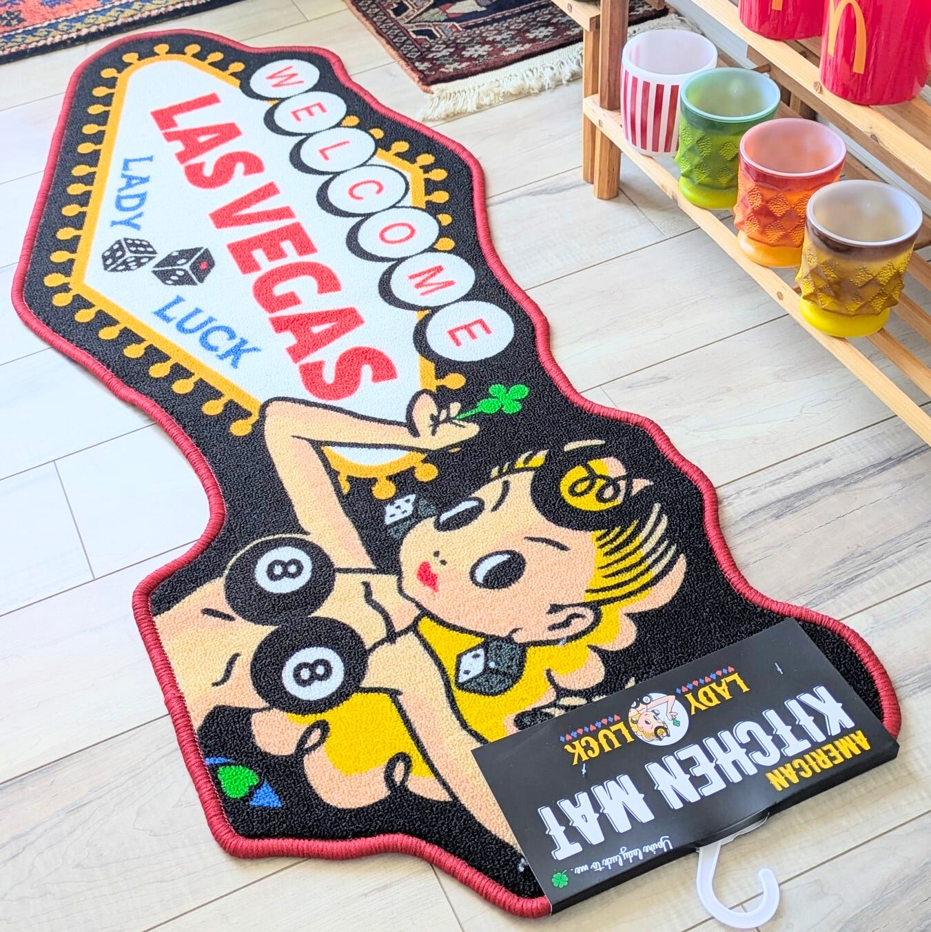 【 LADY LUCK（ レディ・ラック ） 】レディ ラック / ラスベガス / American MAT ( 裏面滑り止め加工 ) / キッチンマット / ふかふかマット / フロアマット / バス / エントランス / ロングバージョン〚アメリカン雑貨 アメトイ〛