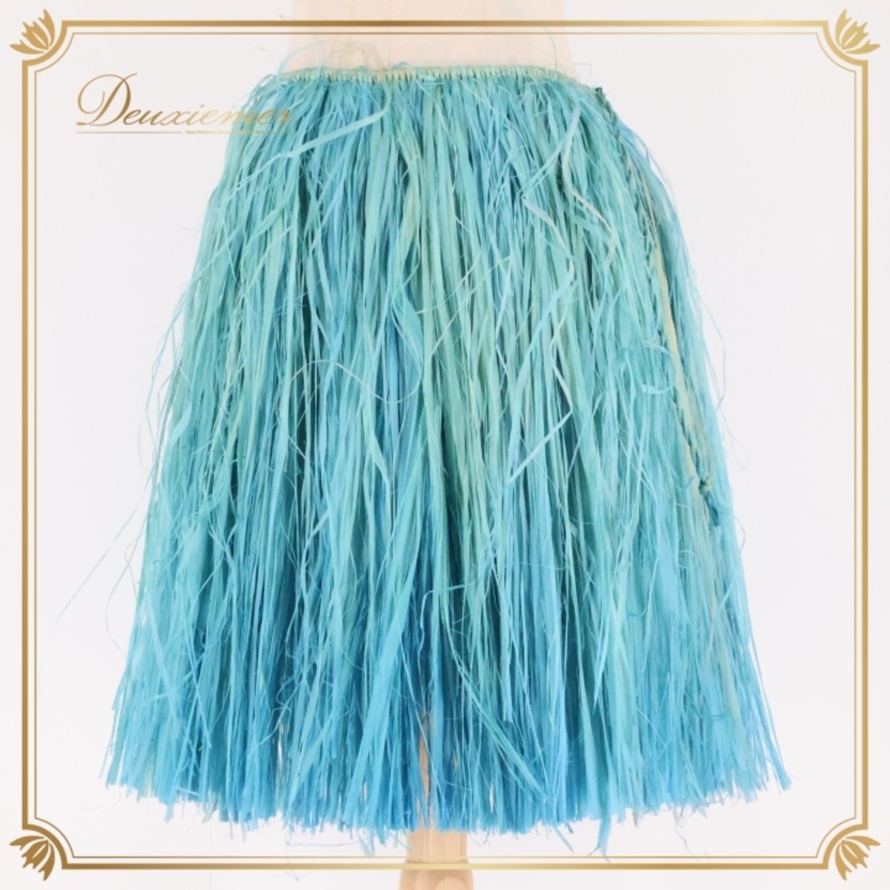 フラダンス 衣装 モレ グリーン系 腰みの ショート丈 スカート タヒチアン 紐 モレスカート 華やか 鮮やか 明るい かわいい 緑 青緑 青 ハワイアン アロハ ハワイアンプリント フラ ダンス レッスン 練習 イベント衣装 トロピカル フラダンスレッスン