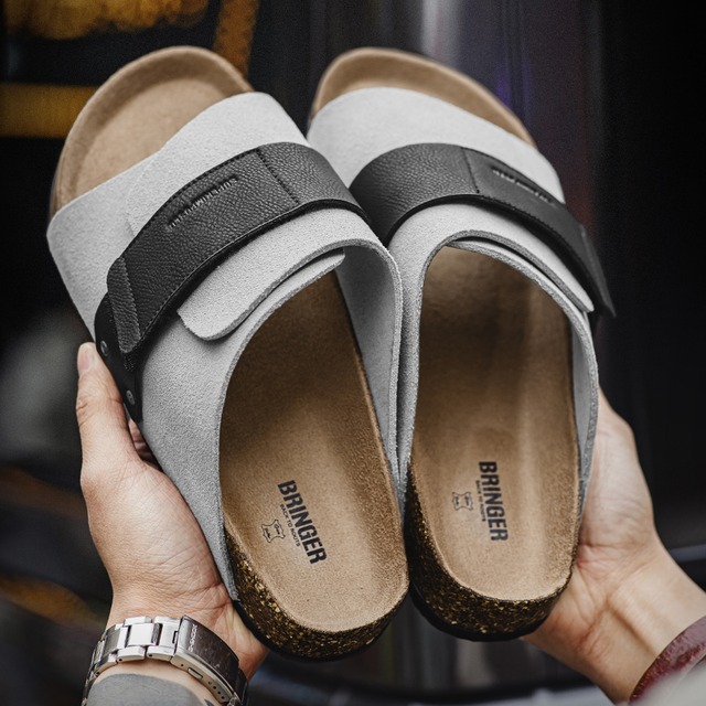 Two-Tone Leather Cross Strap Sandals / ツートーン レザー クロスストラップ サンダル