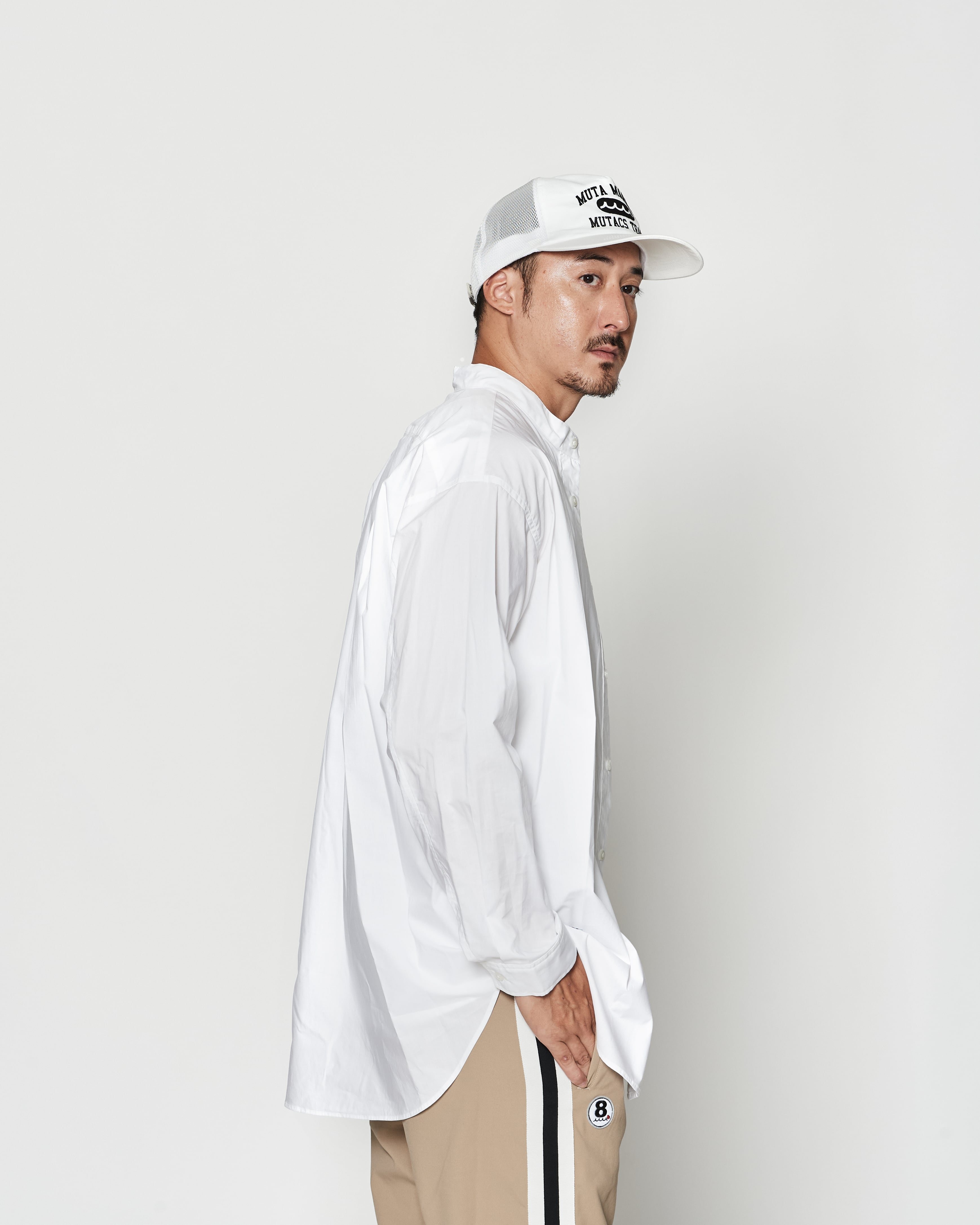 muta MARINE × ACANTHUS オーバーサイズ バンドカラーシャツ