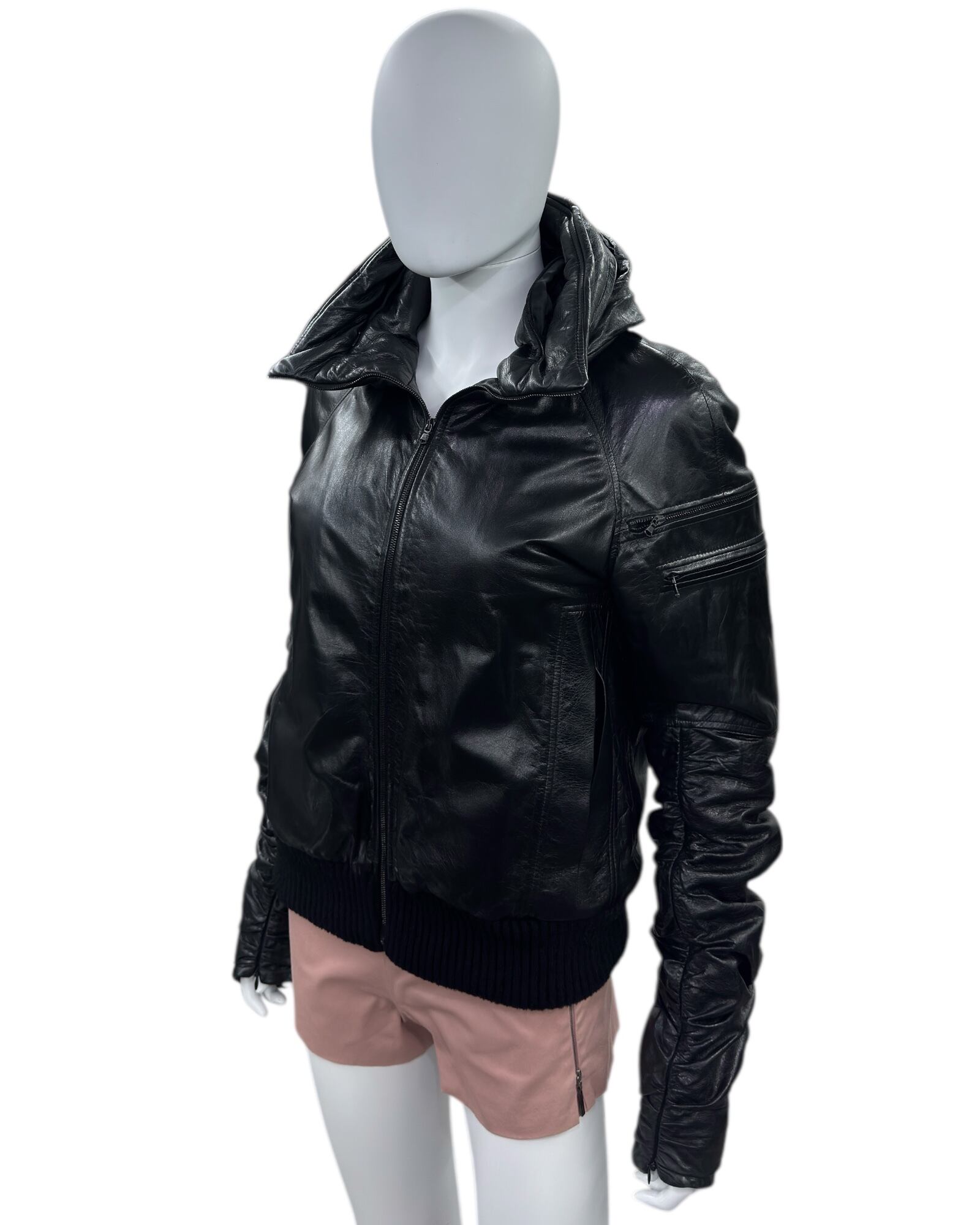 AW2000 OLIVIER THEYSKENS HOODED LEATHER JACKET | ZSC