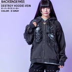 【Backstage pass】 DESTROY HOODIE-VEIN(デストロイフーディー ヴェイン) スケルトンダメージ ジップアップ クラッシュパーカー   NGS5512  パーカー ユニセックス サブカル 地雷系