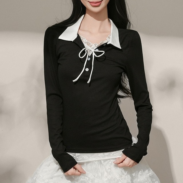 bi-color lace ribbon tops m1178