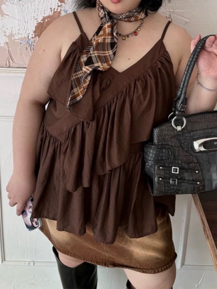 ふんわり可愛く体型カバー ティアードデザインキャミソール 甘辛MIX 大人可愛い ナチュラル系 カフェコーデ お洒落 カジュアル 体型カバー 大きいサイズ 韓国 CH10898