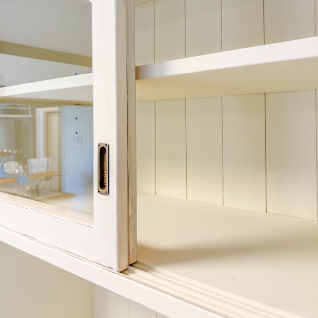 フランスアンティーク調カップボード　飾り棚食器棚　（アンティーク調・オーダーメイド家具）W1500　輸入住宅や店舗什器向け