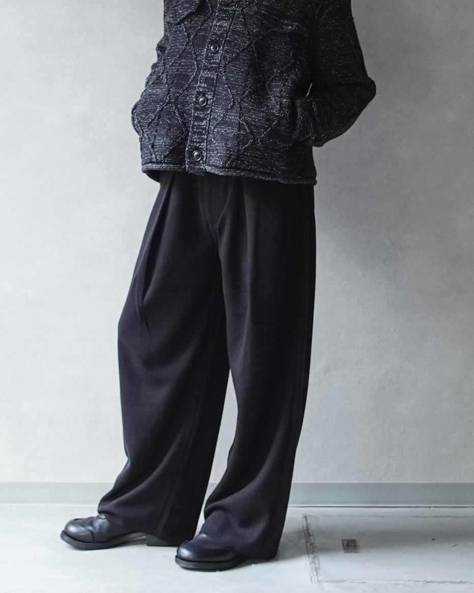 saby RIB TUCK BAGGY PANTS - Milano rib - BLACK | nua