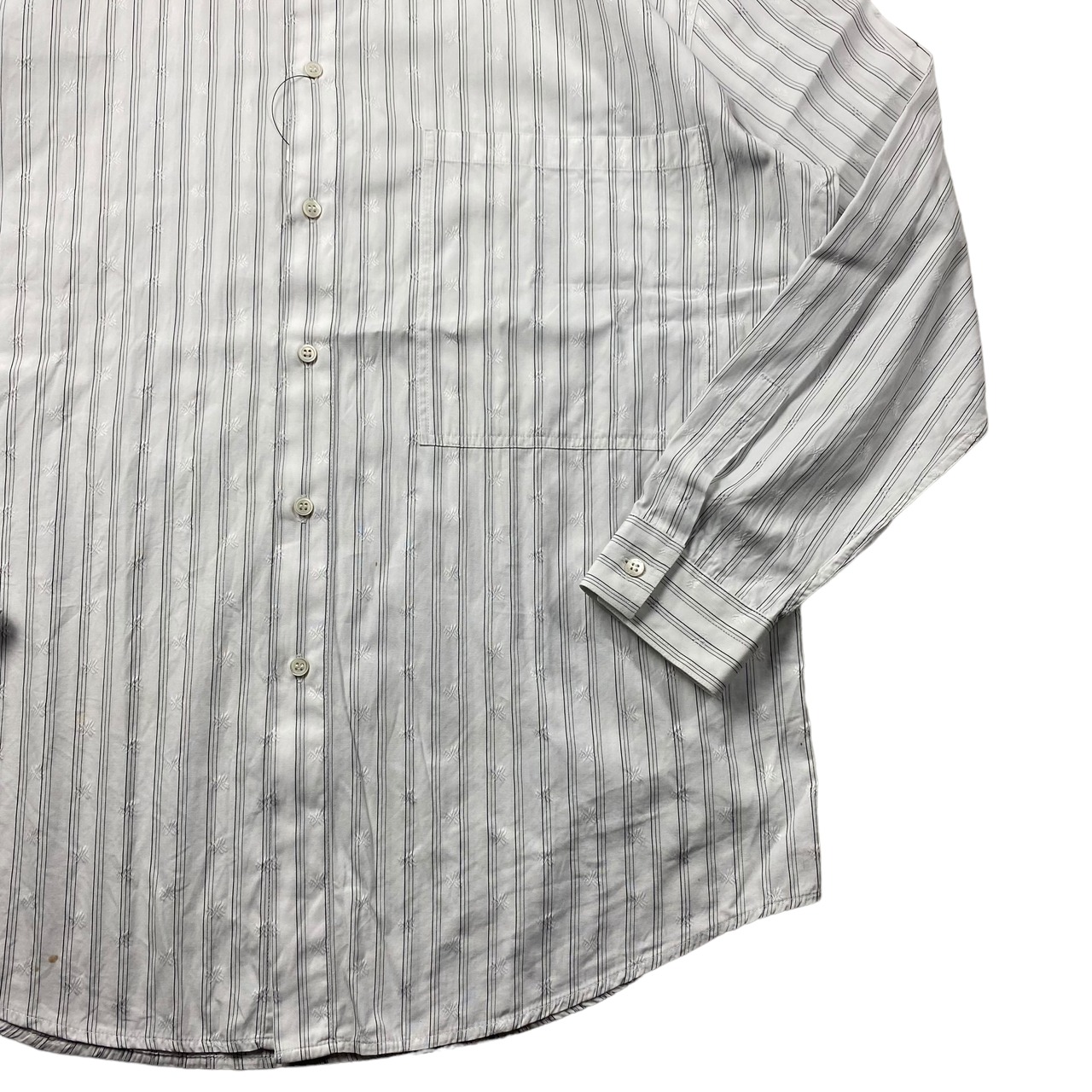 GIANNI VERSACE botanical embroidery stripe shirt