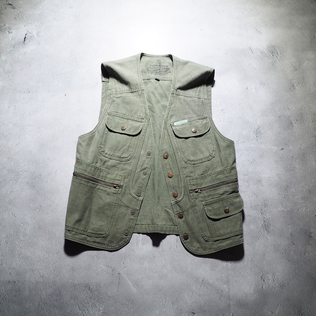 1990s Olive green color multi gimmick vintage vest