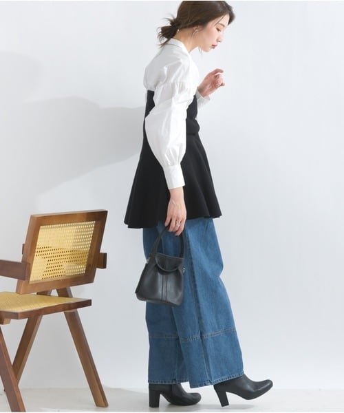 31461 ペプラムニットビスチェ black | エルキカク