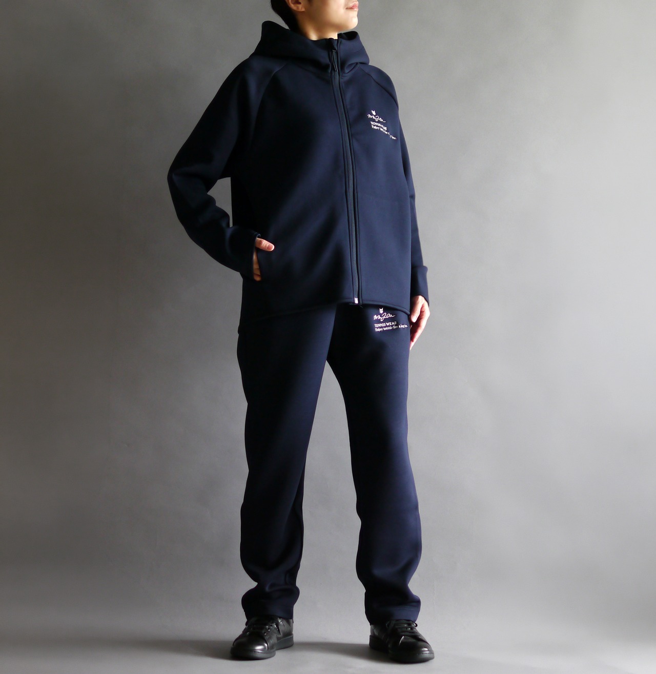 Slogan.ダンボールニットジップフーディ_ネイビー