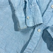 リネン100%  SHIPS シップス Herdmans社 長袖シャツ M/スカイブルー系 メンズ