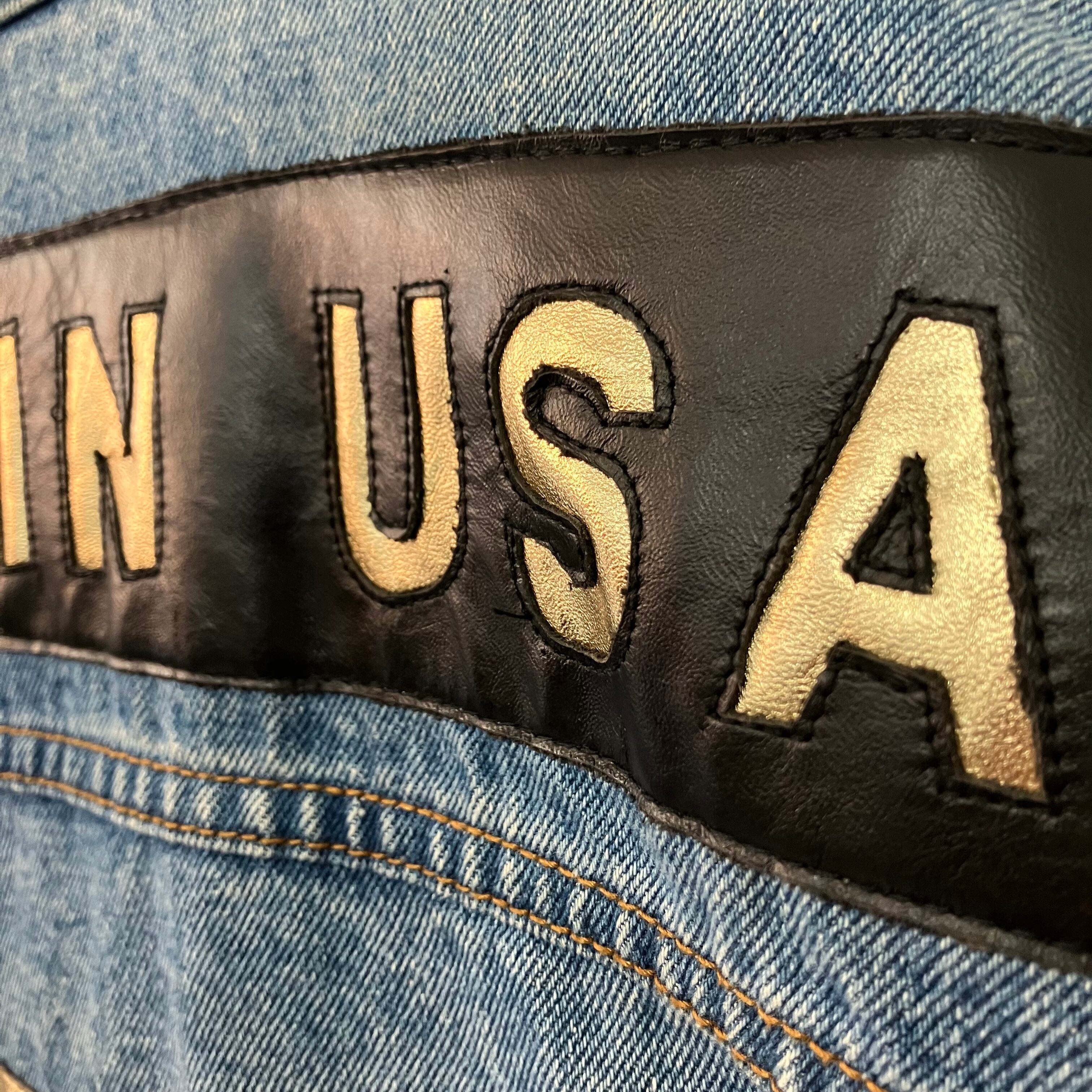 90s VINTAGE Made in USA Danny first character patch denim jacket
