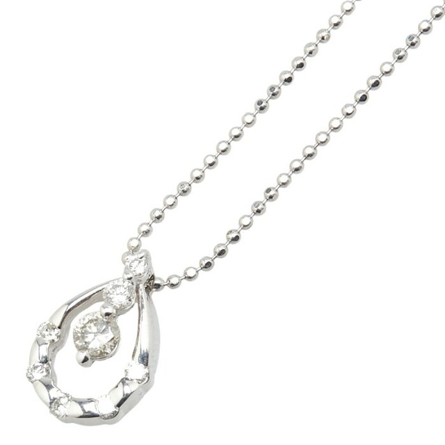 しずく モチーフ ネックレス Pt900 プラチナ Pt850 プラチナ レディース 【中古】